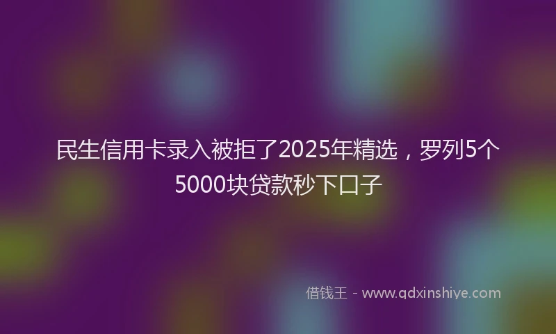 民生信用卡录入被拒了2025年精选，罗列5个5000块贷款秒下口子