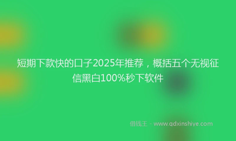 短期下款快的口子2025年推荐，概括五个无视征信黑白100%秒下软件