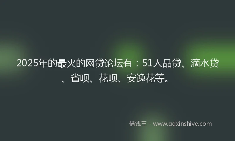 2025年的最火的网贷论坛有：51人品贷、滴水贷、省呗、花呗、安逸花等。