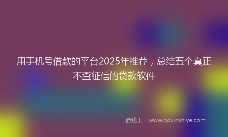 用手机号借款的平台2025年推荐，总结五个真正不查征信的贷款软件