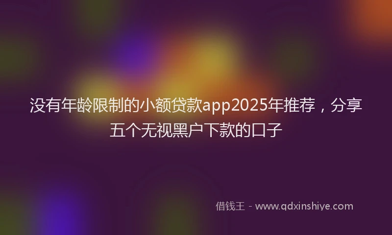 没有年龄限制的小额贷款app2025年推荐，分享五个无视黑户下款的口子
