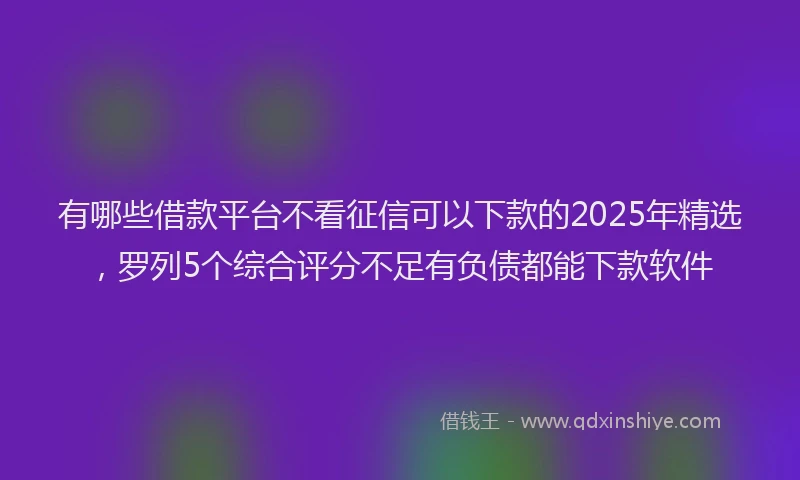 有哪些借款平台不看征信可以下款的2025年精选，罗列5个综合评分不足有负债都能下款软件