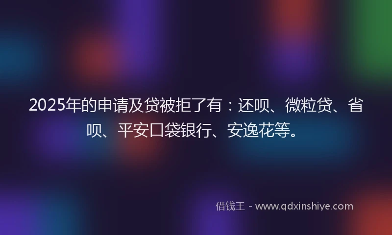 2025年的申请及贷被拒了有：还呗、微粒贷、省呗、平安口袋银行、安逸花等。