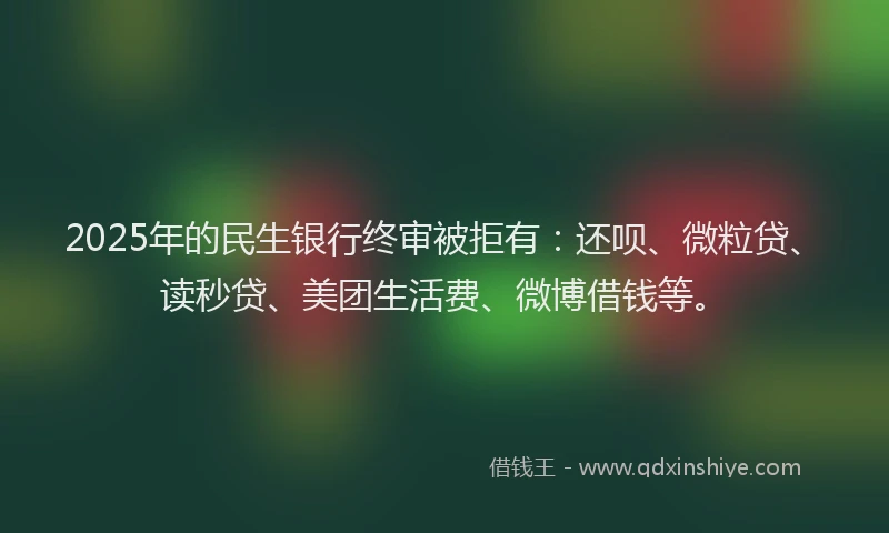 2025年的民生银行终审被拒有：还呗、微粒贷、读秒贷、美团生活费、微博借钱等。