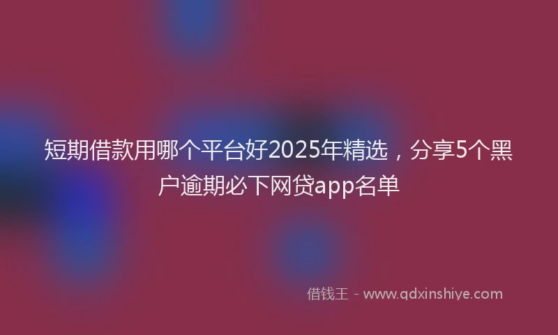短期借款用哪个平台好2025年精选，分享5个黑户逾期必下网贷app名单