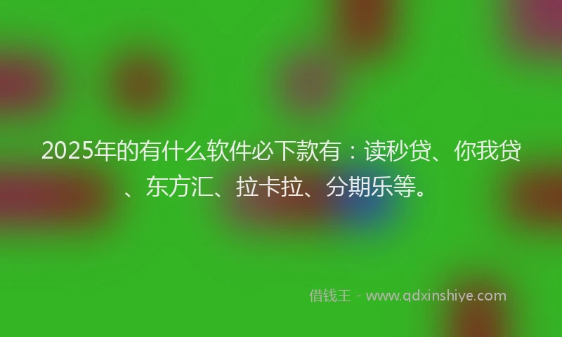 2025年的有什么软件必下款有：读秒贷、你我贷、东方汇、拉卡拉、分期乐等。