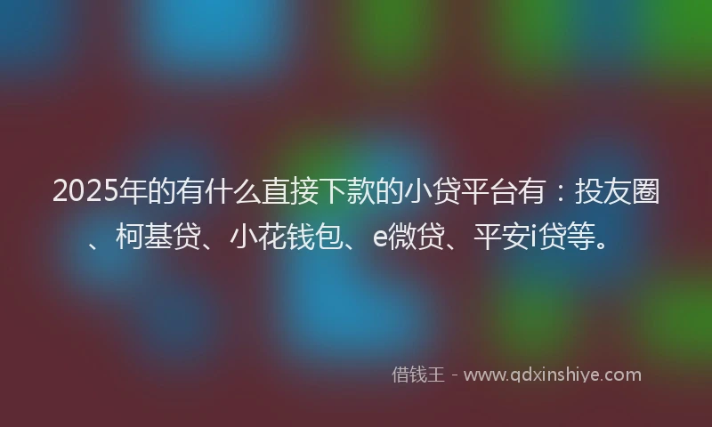 2025年的有什么直接下款的小贷平台有：投友圈、柯基贷、小花钱包、e微贷、平安i贷等。