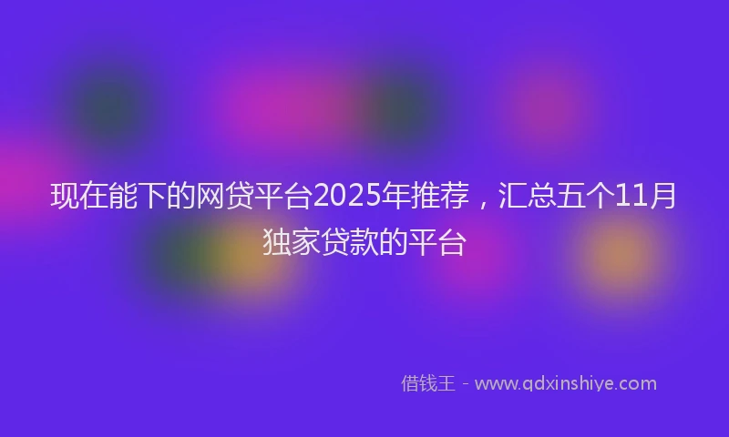 现在能下的网贷平台2025年推荐，汇总五个11月独家贷款的平台