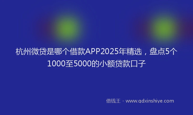 杭州微贷是哪个借款APP2025年精选，盘点5个1000至5000的小额贷款口子