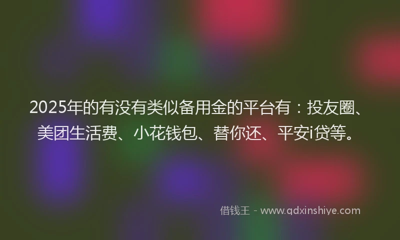 2025年的有没有类似备用金的平台有：投友圈、美团生活费、小花钱包、替你还、平安i贷等。