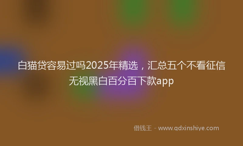 白猫贷容易过吗2025年精选，汇总五个不看征信无视黑白百分百下款app