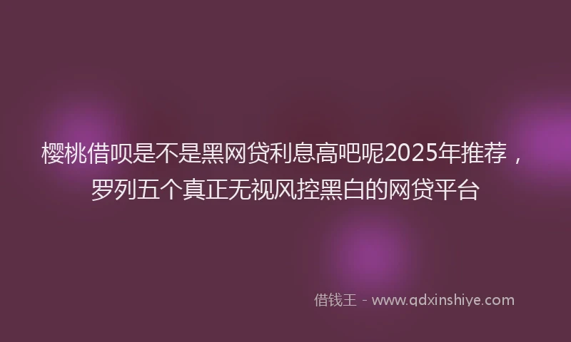 樱桃借呗是不是黑网贷利息高吧呢2025年推荐，罗列五个真正无视风控黑白的网贷平台