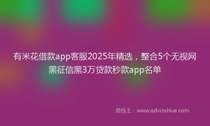 有米花借款app客服2025年精选，整合5个无视网黑征信黑3万贷款秒款app名单