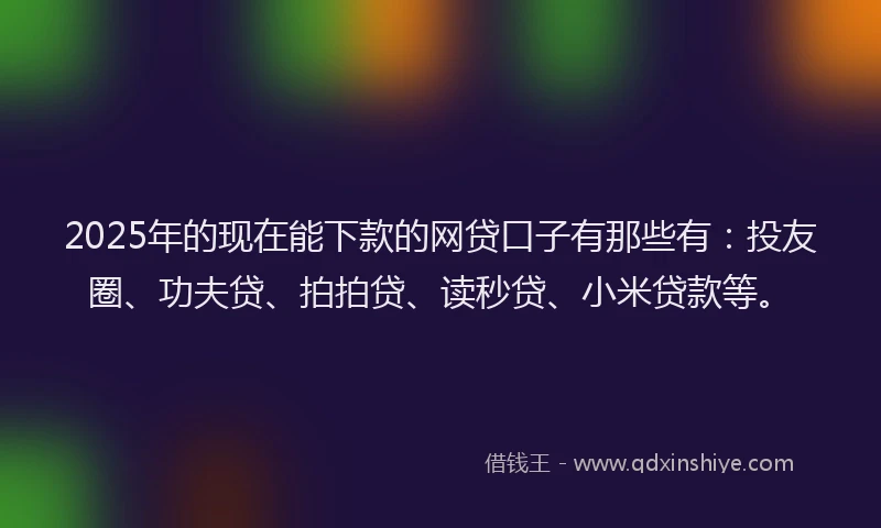 2025年的现在能下款的网贷口子有那些有：投友圈、功夫贷、拍拍贷、读秒贷、小米贷款等。