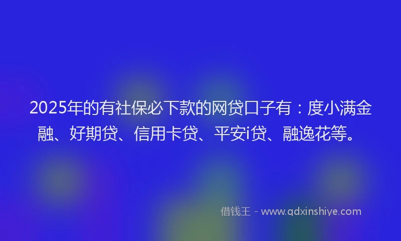 2025年的有社保必下款的网贷口子有：度小满金融、好期贷、信用卡贷、平安i贷、融逸花等。