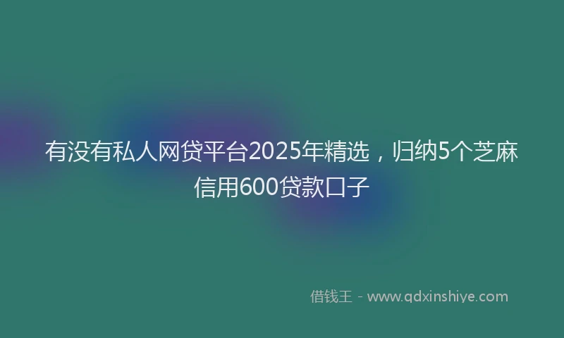有没有私人网贷平台2025年精选，归纳5个芝麻信用600贷款口子