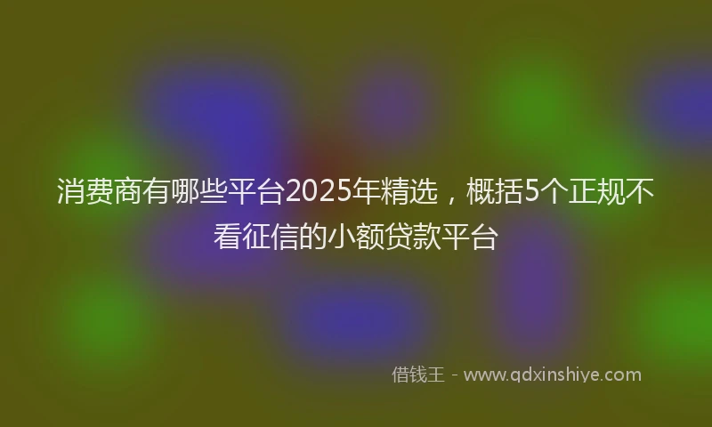 消费商有哪些平台2025年精选，概括5个正规不看征信的小额贷款平台