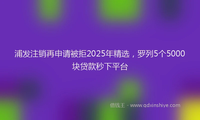 浦发注销再申请被拒2025年精选，罗列5个5000块贷款秒下平台