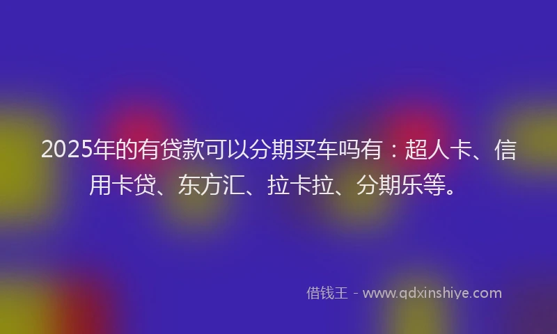 2025年的有贷款可以分期买车吗有：超人卡、信用卡贷、东方汇、拉卡拉、分期乐等。