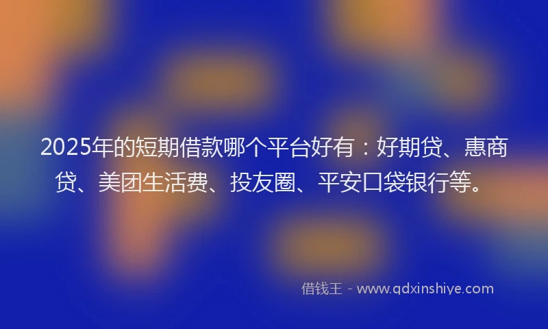 2025年的短期借款哪个平台好有：好期贷、惠商贷、美团生活费、投友圈、平安口袋银行等。