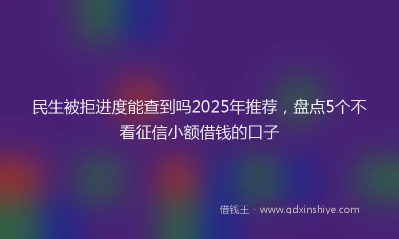 民生被拒进度能查到吗2025年推荐，盘点5个不看征信小额借钱的口子