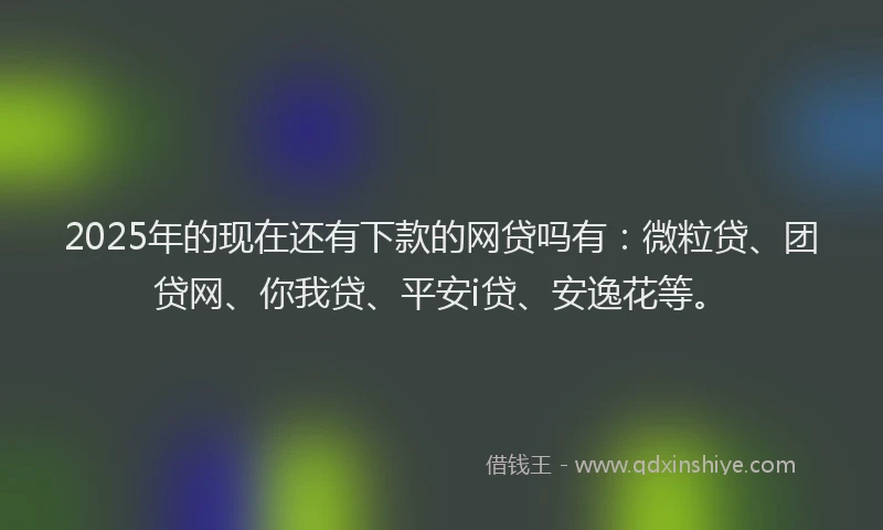 2025年的现在还有下款的网贷吗有：微粒贷、团贷网、你我贷、平安i贷、安逸花等。