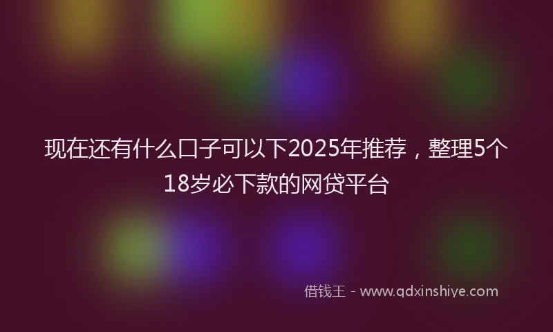 现在还有什么口子可以下2025年推荐，整理5个18岁必下款的网贷平台