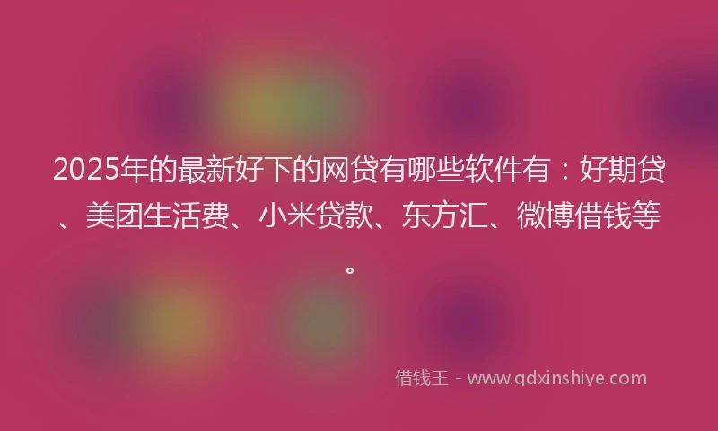 2025年的最新好下的网贷有哪些软件有：好期贷、美团生活费、小米贷款、东方汇、微博借钱等。