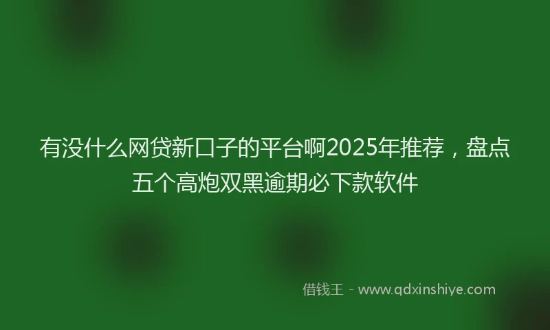 有没什么网贷新口子的平台啊2025年推荐，盘点五个高炮双黑逾期必下款软件