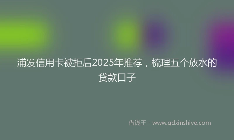 浦发信用卡被拒后2025年推荐，梳理五个放水的贷款口子