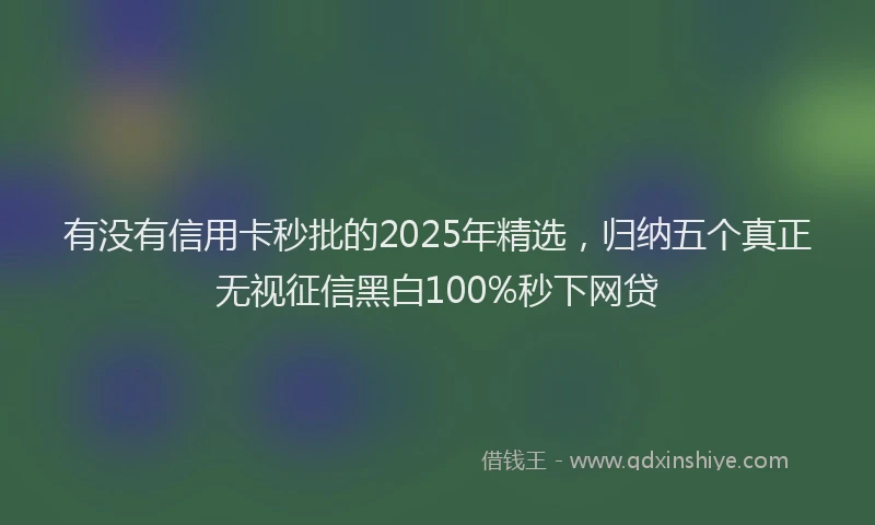 有没有信用卡秒批的2025年精选，归纳五个真正无视征信黑白100%秒下网贷