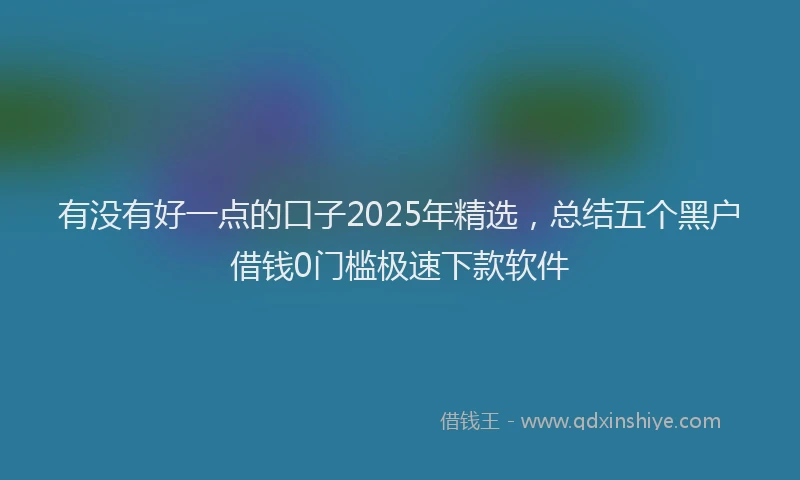 有没有好一点的口子2025年精选，总结五个黑户借钱0门槛极速下款软件