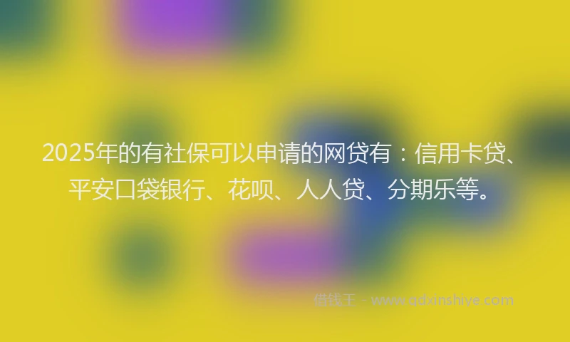 2025年的有社保可以申请的网贷有：信用卡贷、平安口袋银行、花呗、人人贷、分期乐等。