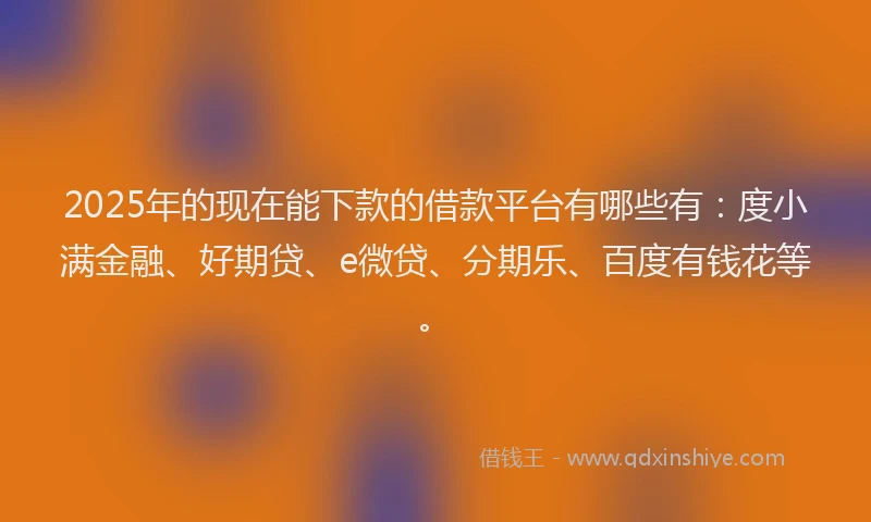 2025年的现在能下款的借款平台有哪些有：度小满金融、好期贷、e微贷、分期乐、百度有钱花等。