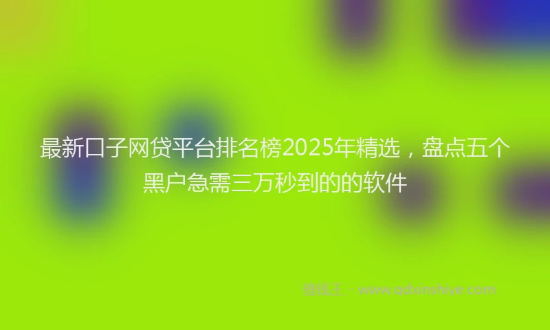 最新口子网贷平台排名榜2025年精选，盘点五个黑户急需三万秒到的的软件