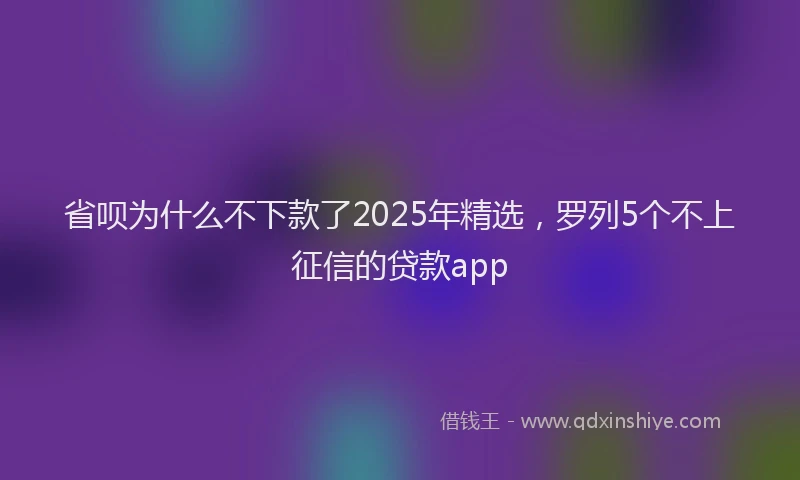 省呗为什么不下款了2025年精选，罗列5个不上征信的贷款app