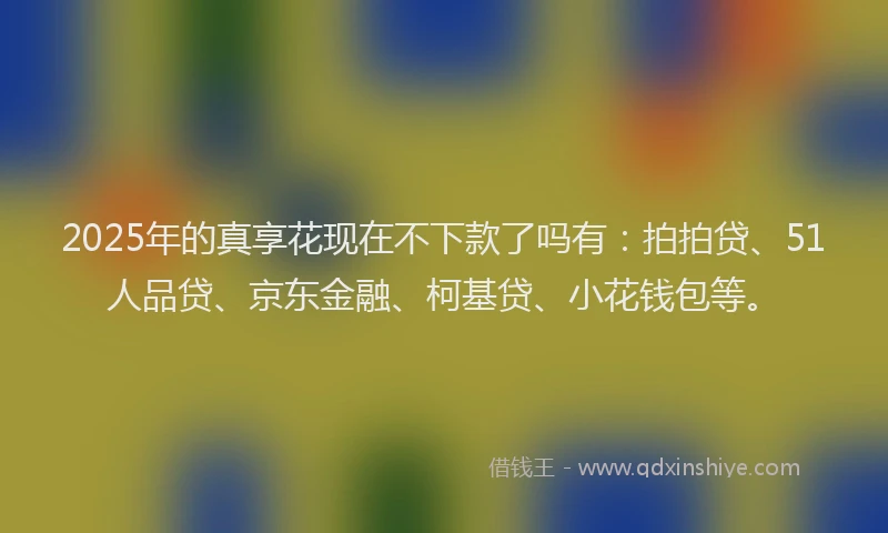 2025年的真享花现在不下款了吗有：拍拍贷、51人品贷、京东金融、柯基贷、小花钱包等。