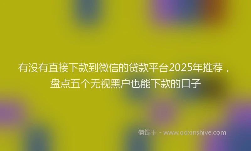 有没有直接下款到微信的贷款平台2025年推荐，盘点五个无视黑户也能下款的口子