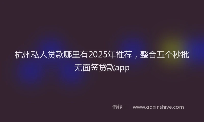 杭州私人贷款哪里有2025年推荐，整合五个秒批无面签贷款app
