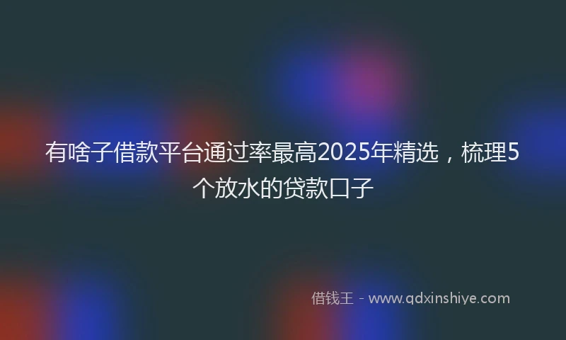 有啥子借款平台通过率最高2025年精选，梳理5个放水的贷款口子