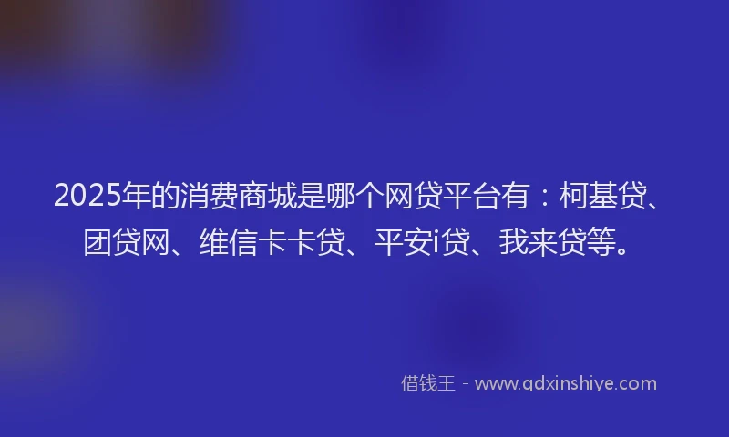 2025年的消费商城是哪个网贷平台有：柯基贷、团贷网、维信卡卡贷、平安i贷、我来贷等。