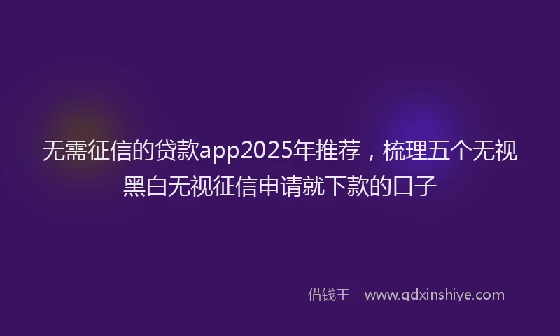 无需征信的贷款app2025年推荐，梳理五个无视黑白无视征信申请就下款的口子