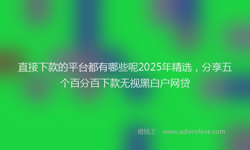 直接下款的平台都有哪些呢2025年精选，分享五个百分百下款无视黑白户网贷