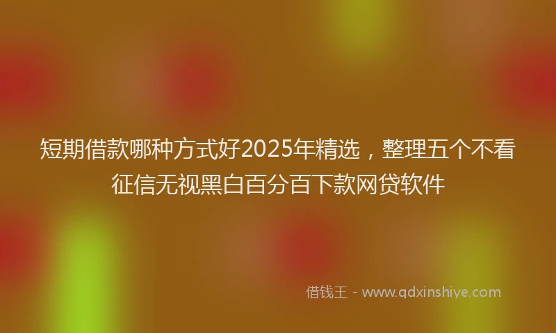 短期借款哪种方式好2025年精选，整理五个不看征信无视黑白百分百下款网贷软件
