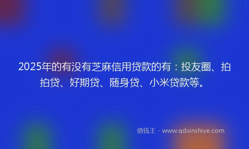 2025年的有没有芝麻信用贷款的有：投友圈、拍拍贷、好期贷、随身贷、小米贷款等。