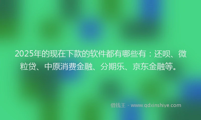 2025年的现在下款的软件都有哪些有：还呗、微粒贷、中原消费金融、分期乐、京东金融等。