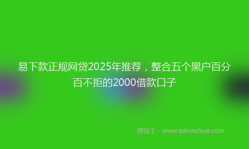 易下款正规网贷2025年推荐，整合五个黑户百分百不拒的2000借款口子