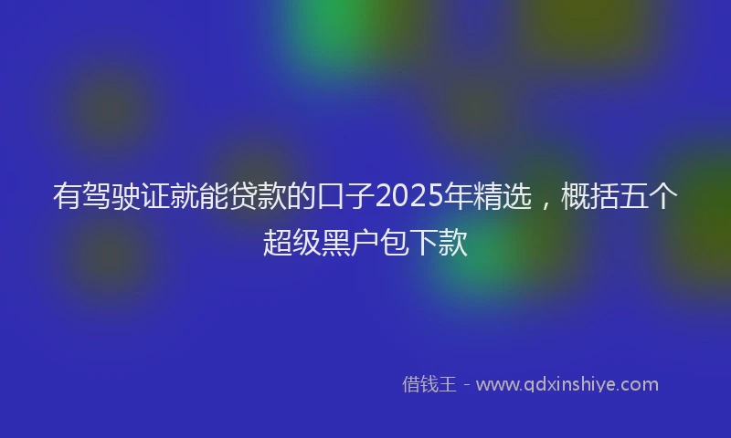 有驾驶证就能贷款的口子2025年精选，概括五个超级黑户包下款