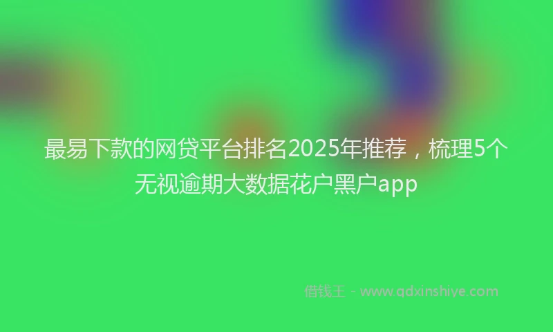最易下款的网贷平台排名2025年推荐，梳理5个无视逾期大数据花户黑户app