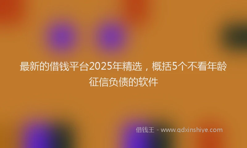 最新的借钱平台2025年精选，概括5个不看年龄征信负债的软件
